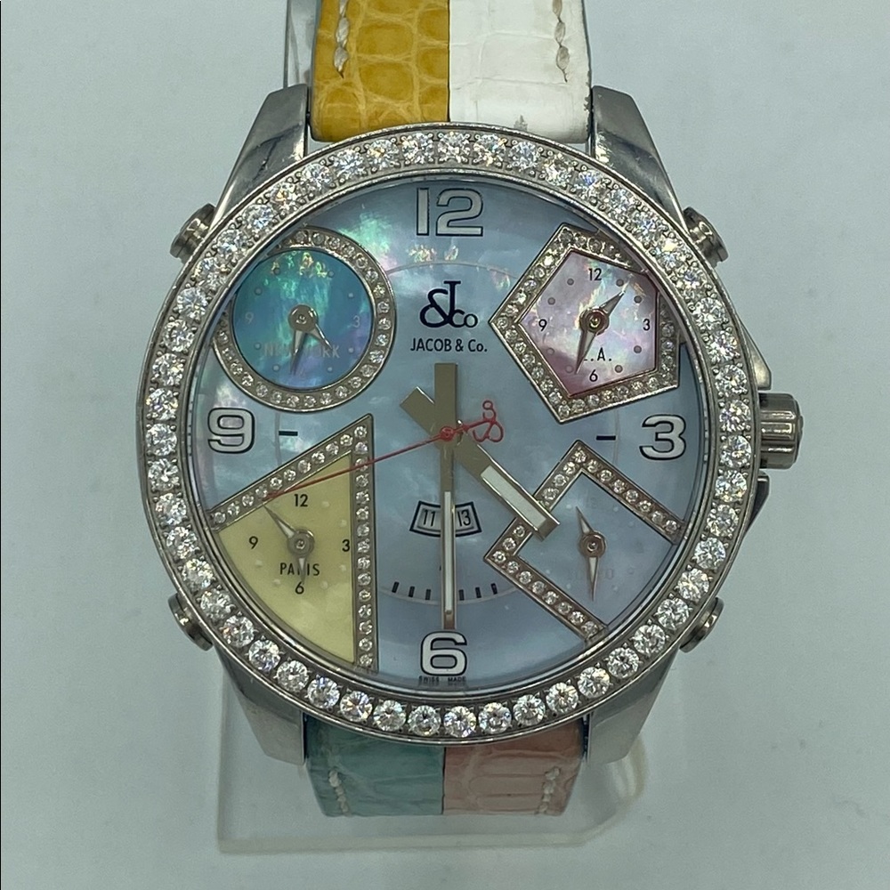 Jacob & Co. 5 cts. Diamond Bezel MOP Diamond Dial 47mm Stainless Steel